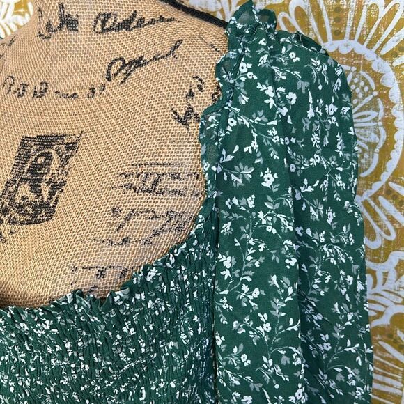 NWT Reformation Pinto Floral Long Sleeve Square Neck Top in Parsley size 2X - Picture 4 of 11